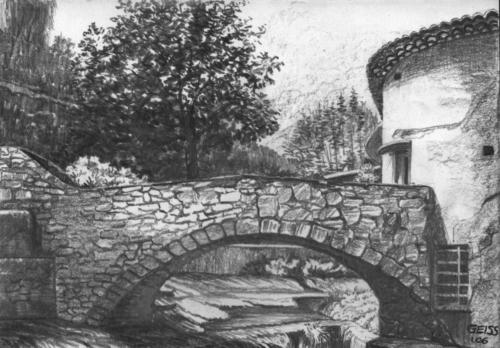 alte Steinbogenbrücke in der Provence